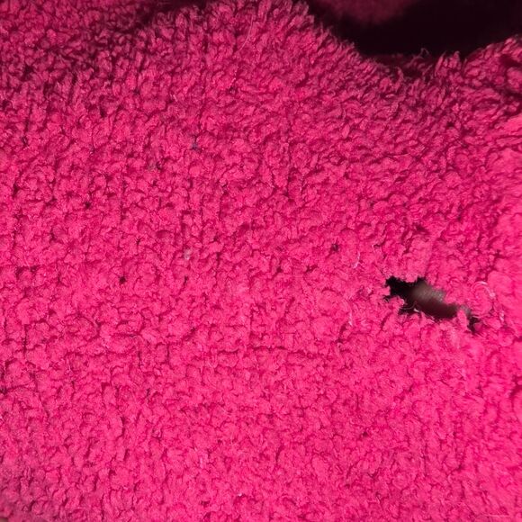 RARE Vintage Y2K 90s Victoria's Secret Hot Pink Polka Dot Fuzzy Robe M - Picture 5 of 5